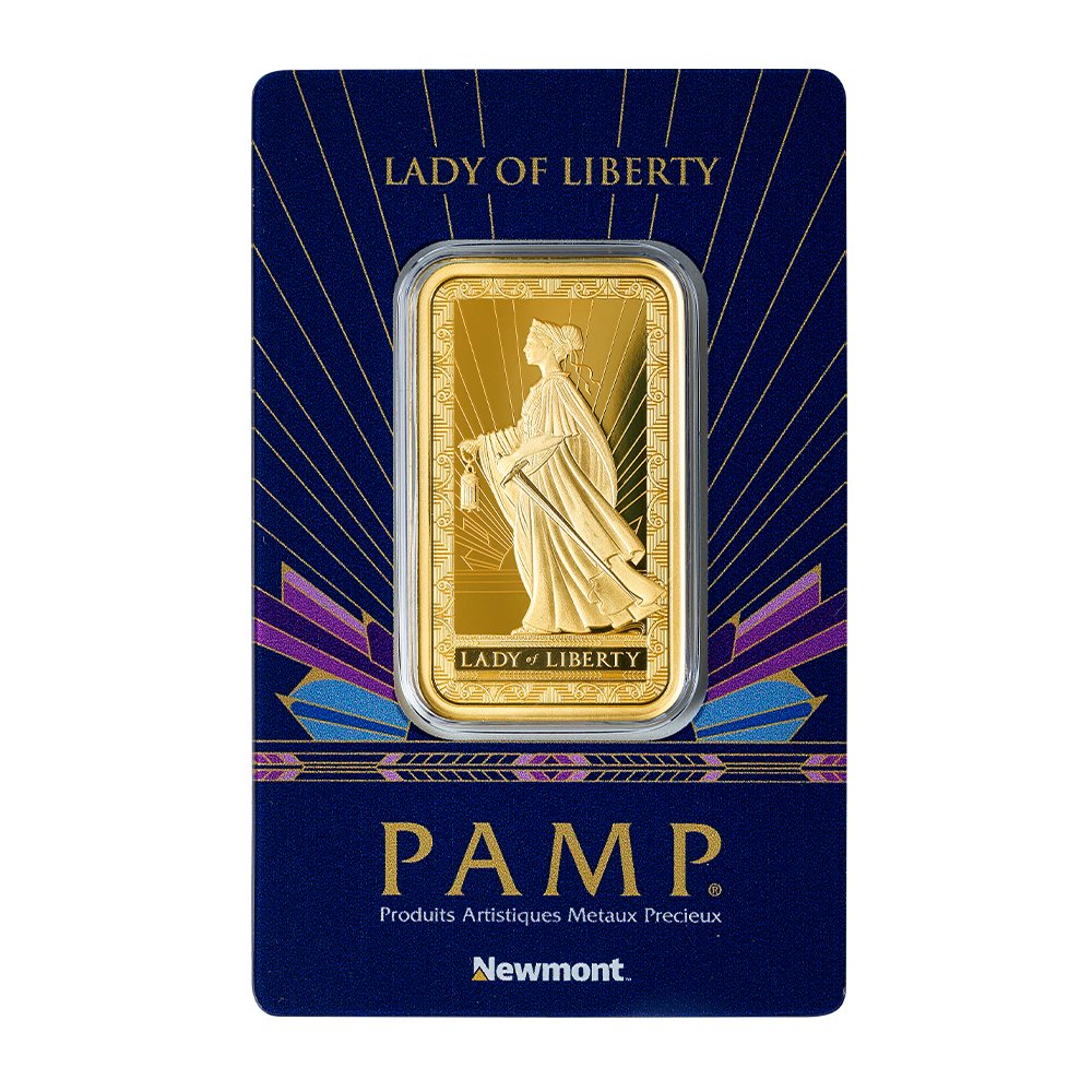 1 oz Gold Minted Bar – PAMP Suisse / Newmont (Lady of Liberty)