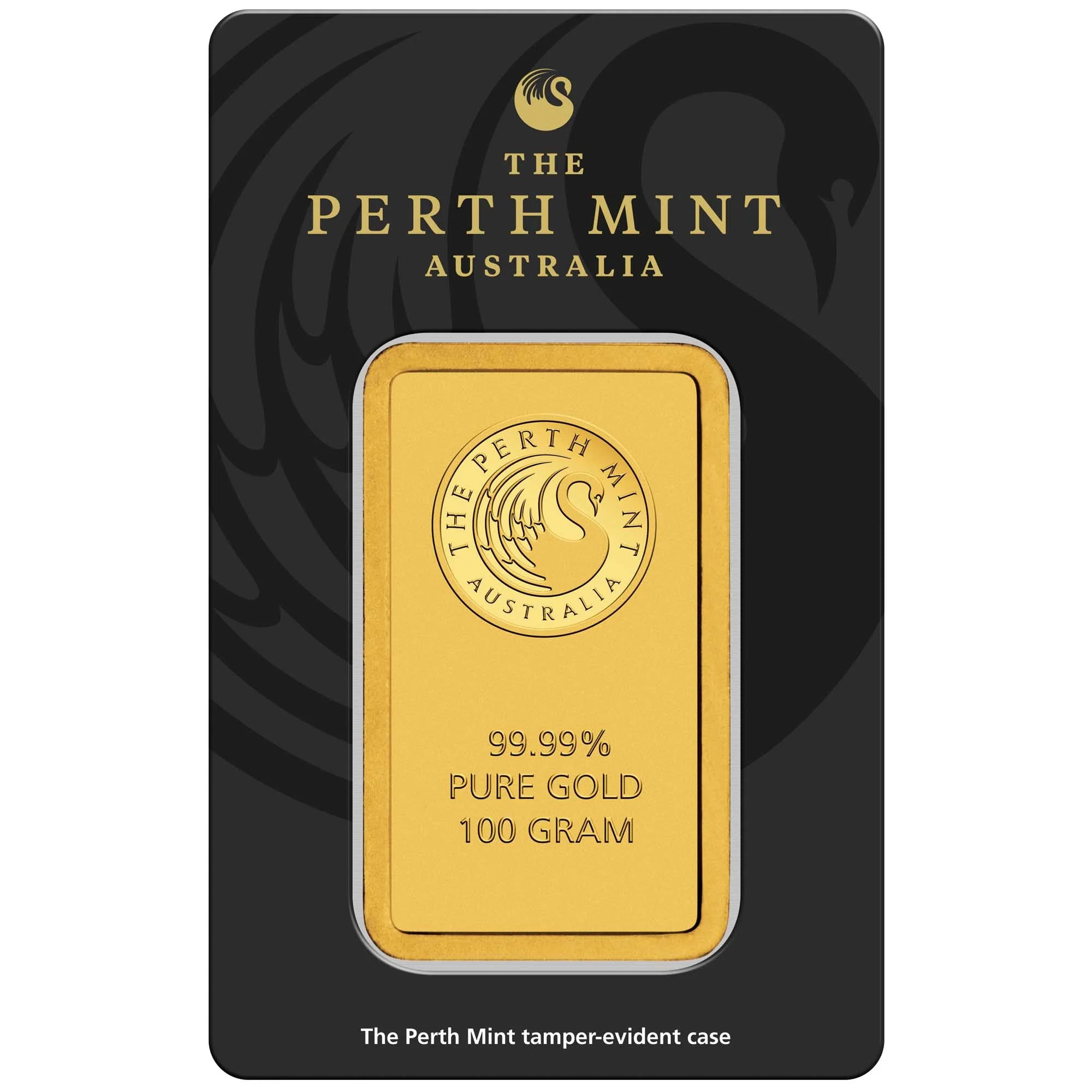 Investment gold bar 100g Perth Mint, front side