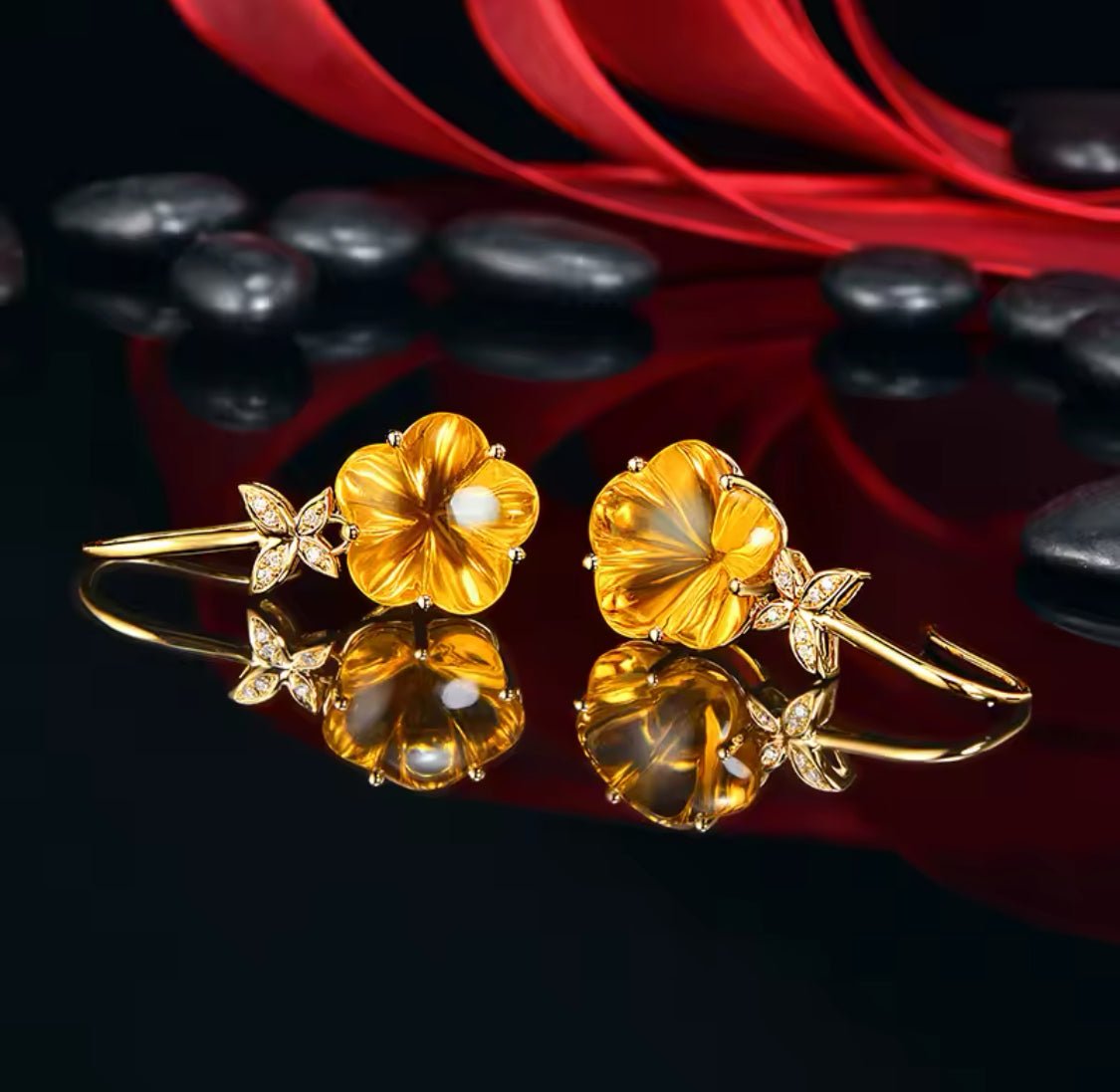 14Kt Gold Diamond 15.81 ct Citrine Earrings