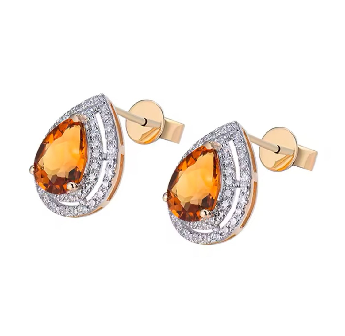14Kt Gold Diamond 1.95 ct Citrine Earrings