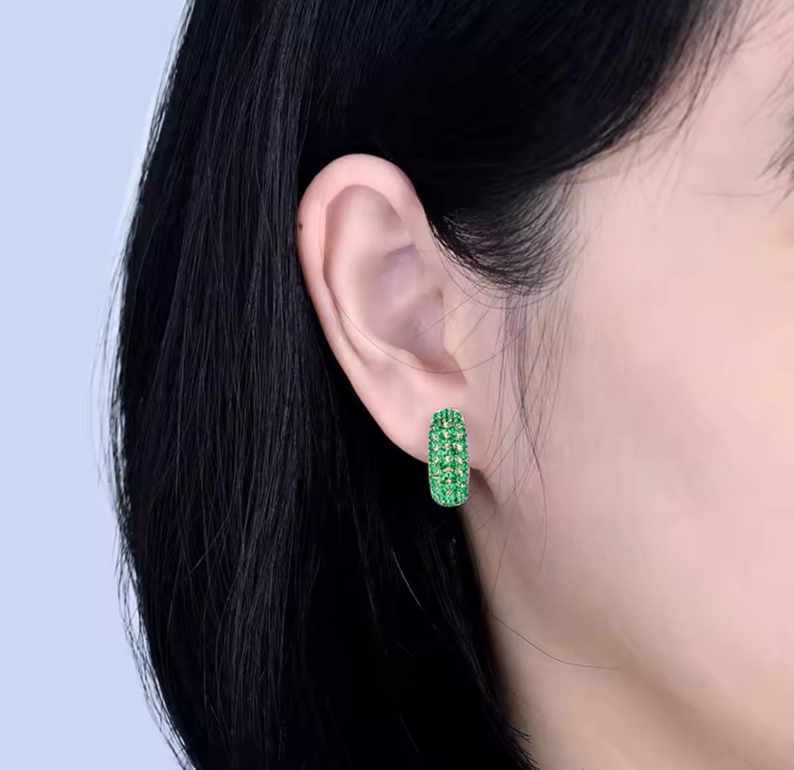 14Kt Gold Diamond 2.00 ct Emerald Earrings