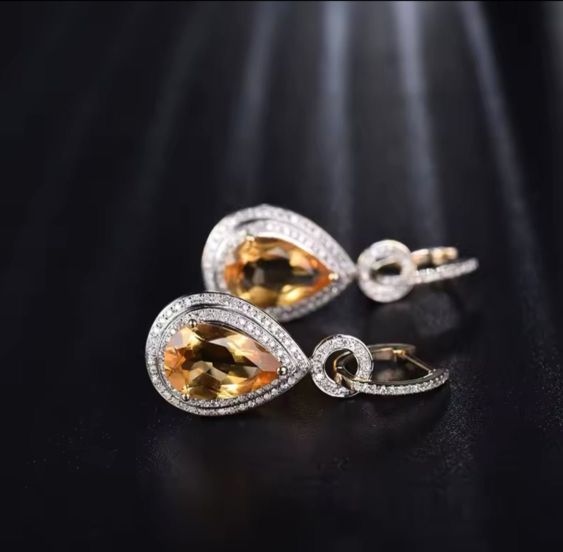 14Kt Gold Diamond 8.15 ct Citrine Earrings