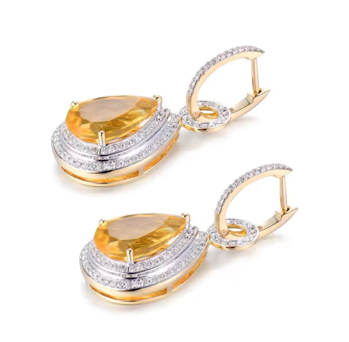 14Kt Gold Diamond 8.15 ct Citrine Earrings