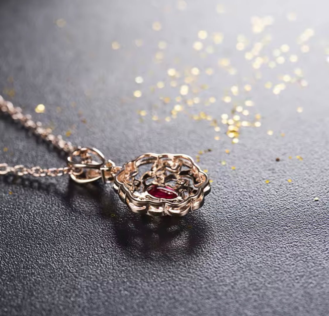 14Kt Rose Gold 0.52 ct Ruby Pendant with Diamonds