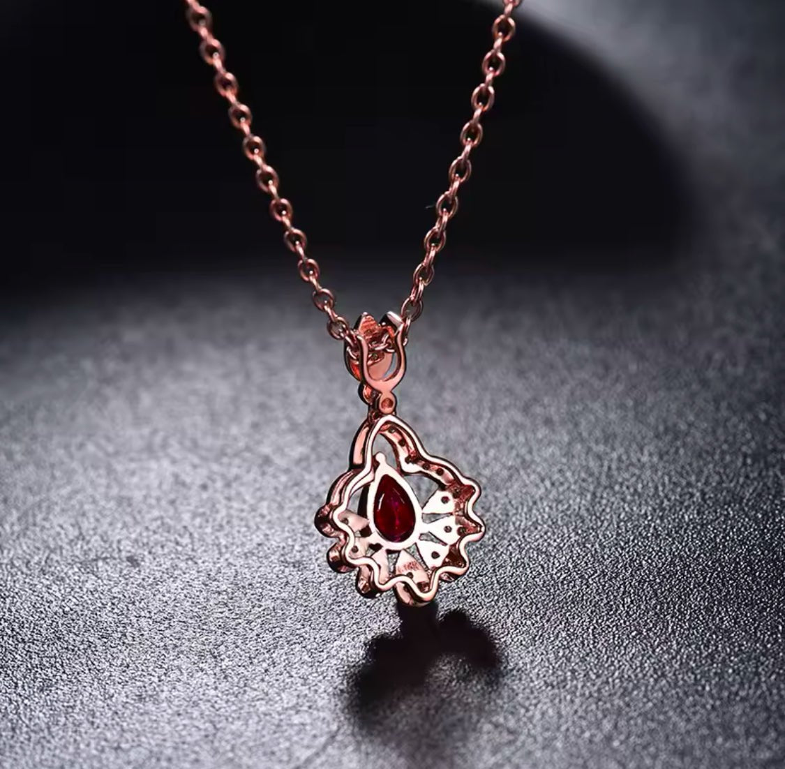 14Kt Rose Gold 0.56 ct Ruby Pendant with Diamonds