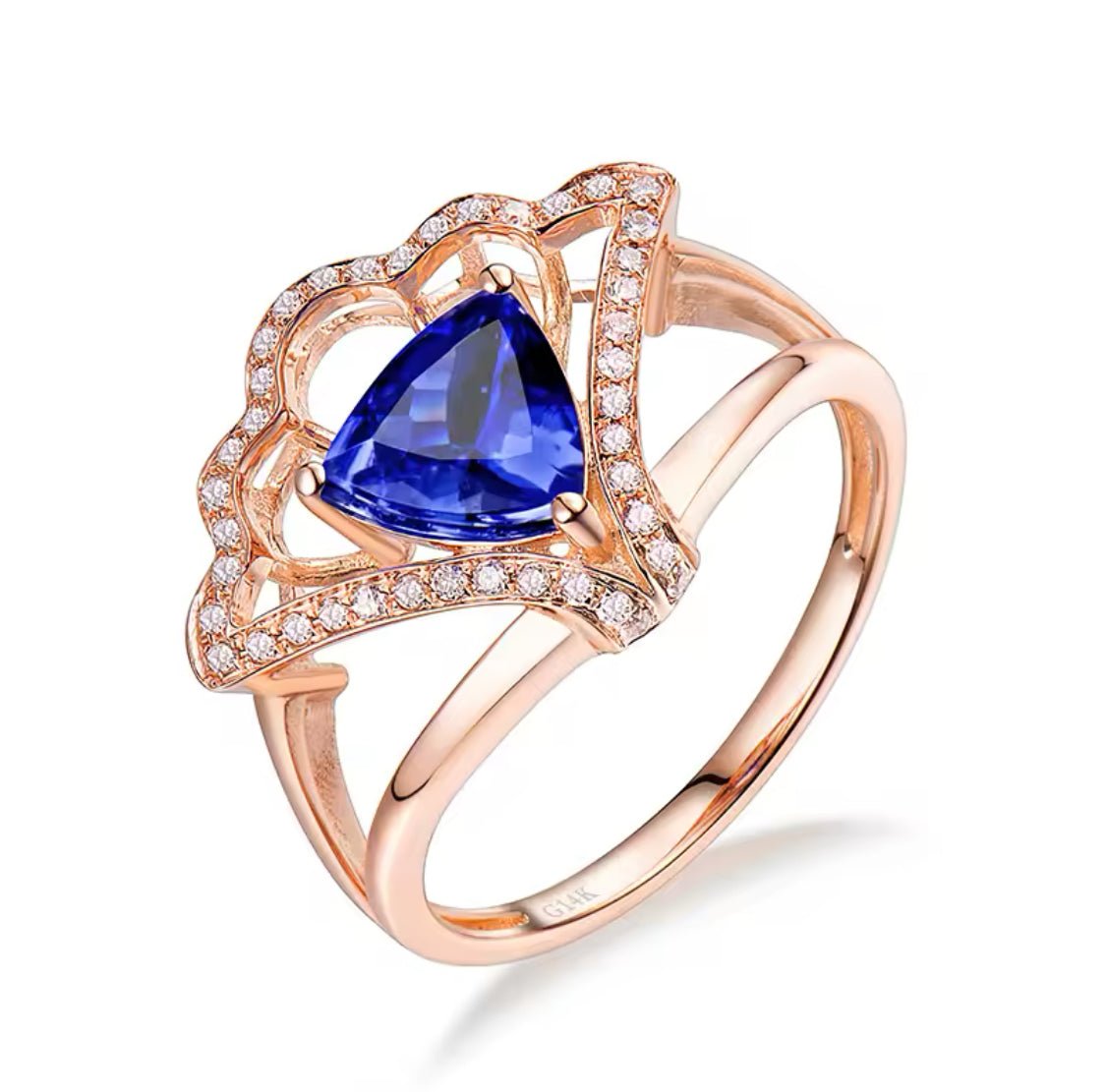 14Kt Rose Gold 0.92 ct Tanzanite Ring with Diamonds