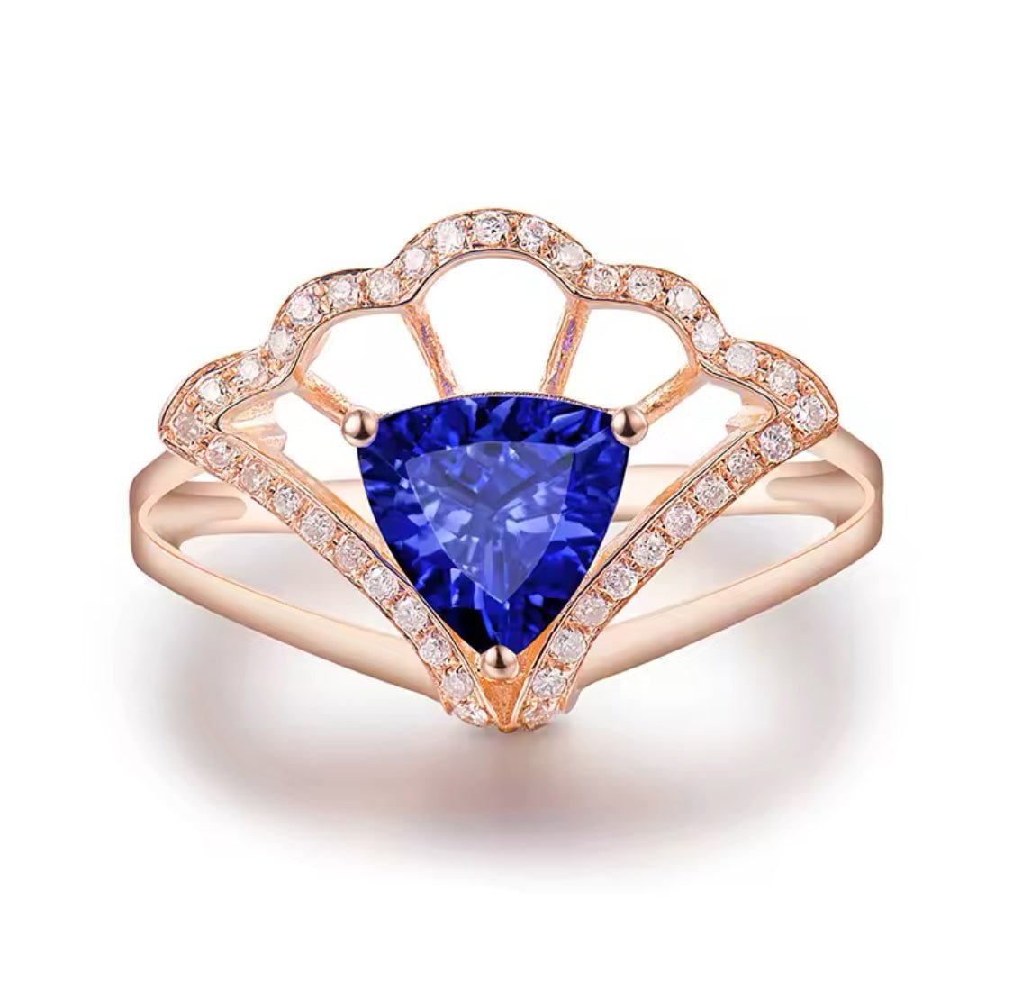 14Kt Rose Gold 0.92 ct Tanzanite Ring with Diamonds