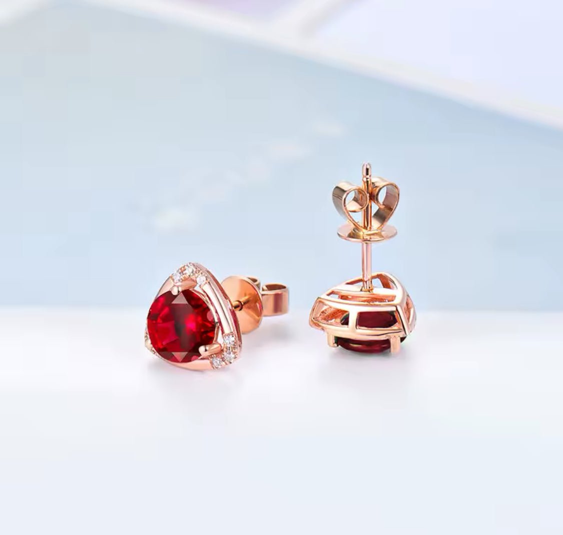 14kt Rose Gold 2.35 ct Ruby Earrings with Diamonds