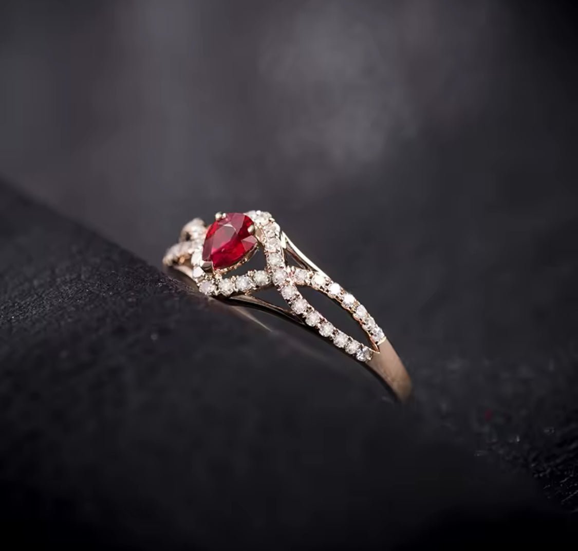 14Kt Rose Gold Diamond & 0.31 ct Ruby Ring