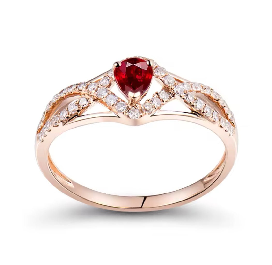 14Kt Rose Gold Diamond & 0.31 ct Ruby Ring