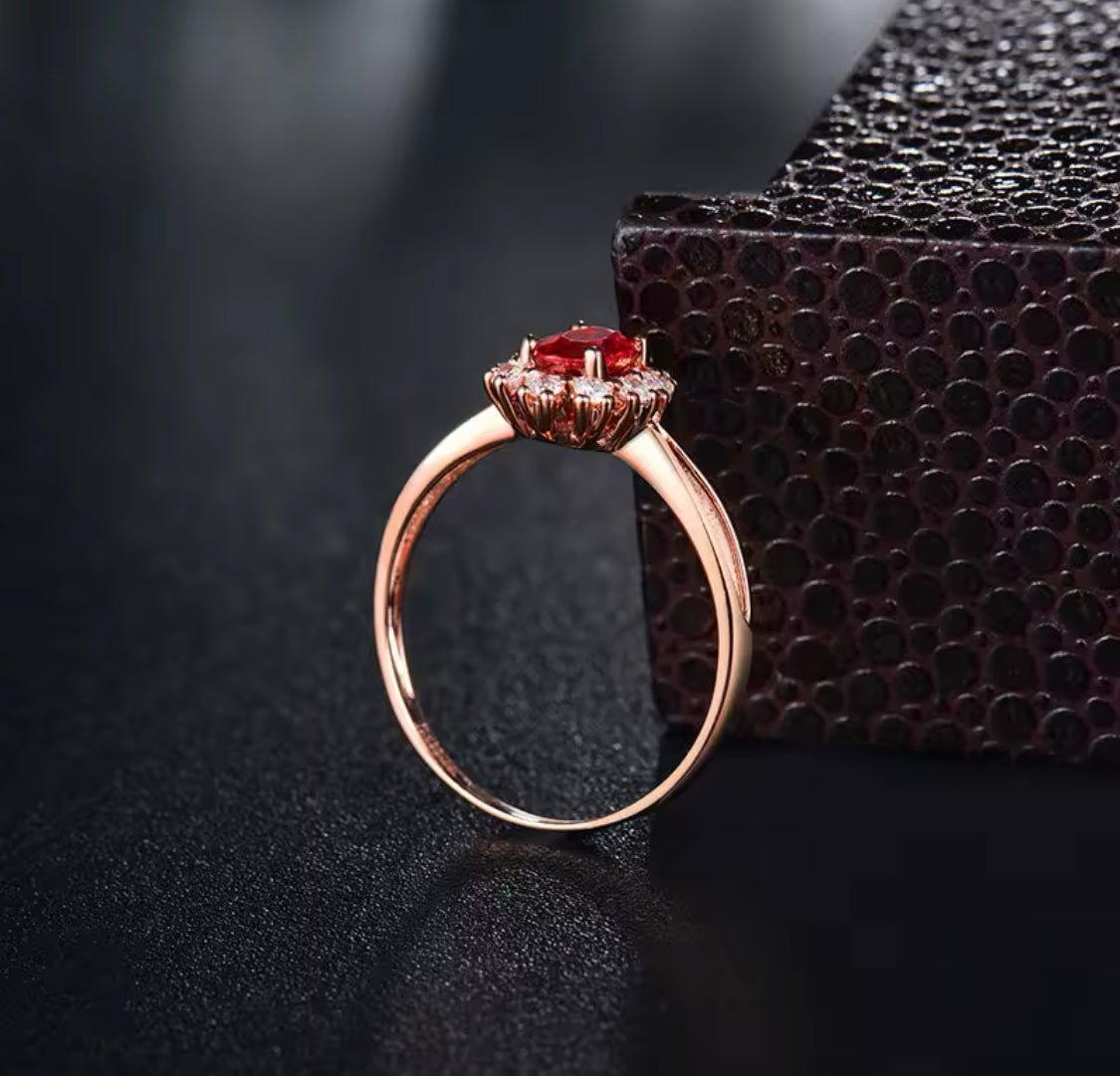 14Kt Rose Gold Diamond & 0.639 ct Ruby Ring