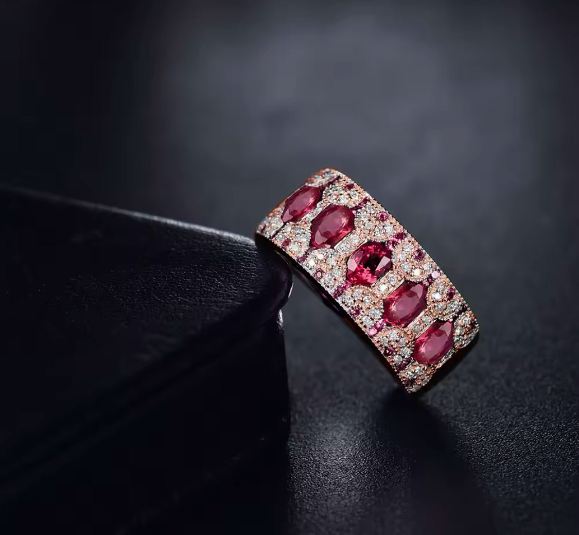 14Kt Rose Gold Diamond & 2.08 ct Ruby Ring (Unisex)