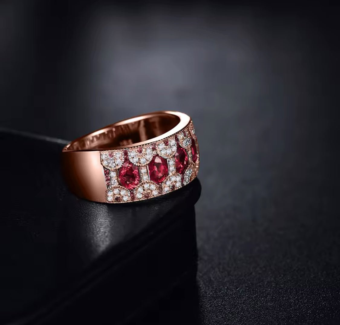14Kt Rose Gold Diamond & 2.08 ct Ruby Ring (Unisex)