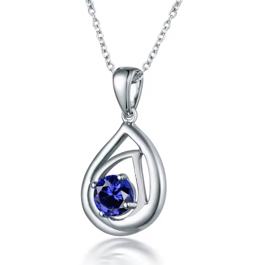 14kt White Gold 0.75 ct Blue Sapphire Pendant