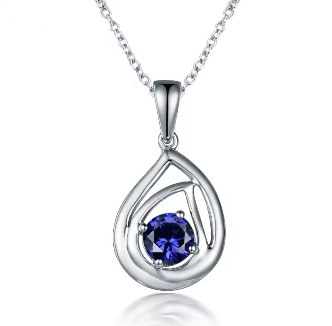 14kt White Gold 0.75 ct Blue Sapphire Pendant