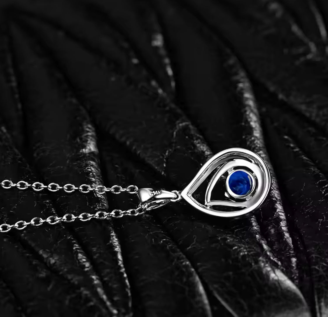 14kt White Gold 0.75 ct Blue Sapphire Pendant