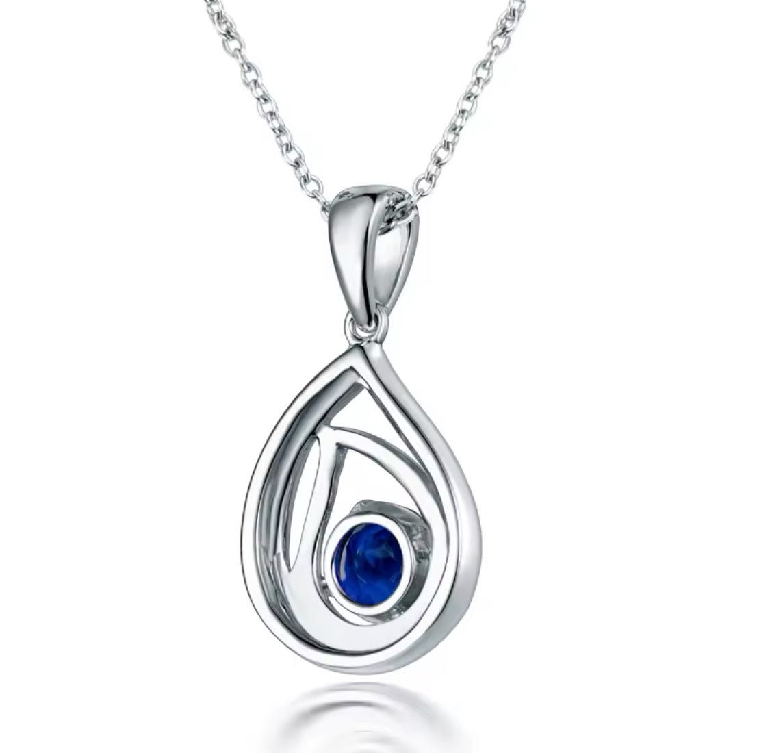 14kt White Gold 0.75 ct Blue Sapphire Pendant
