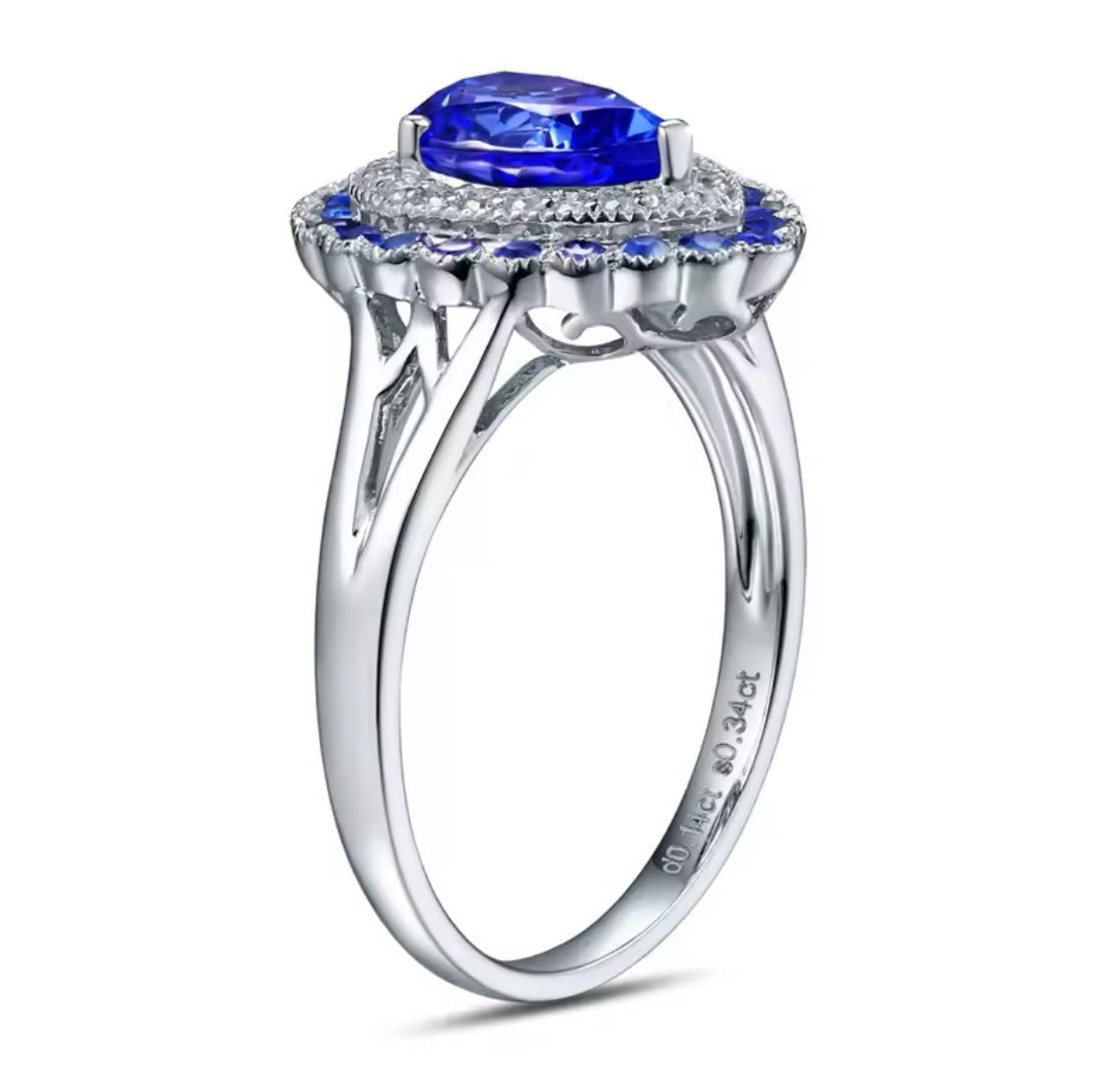 14Kt White Gold 1.03 ct Tanzanite Ring with Diamonds (Unisex)