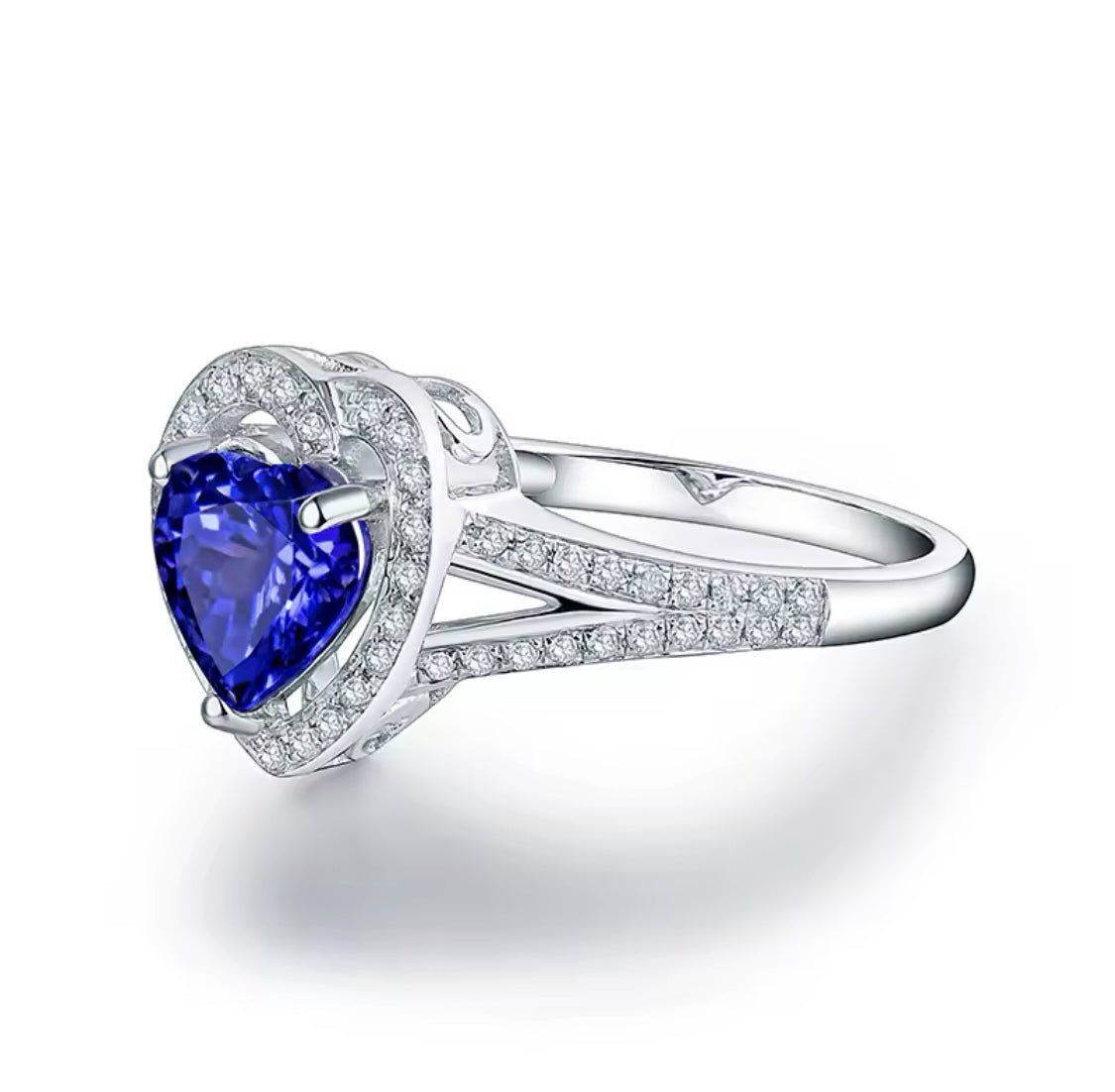 14Kt White Gold 1.37 ct Tanzanite Ring with Diamonds