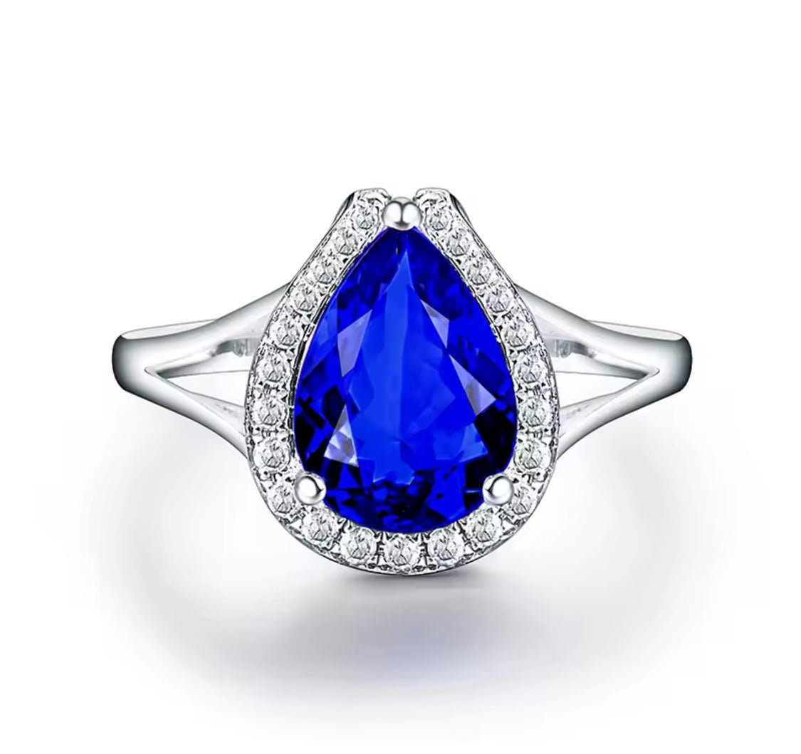 14Kt White Gold 1.89 ct Tanzanite Ring with Diamonds