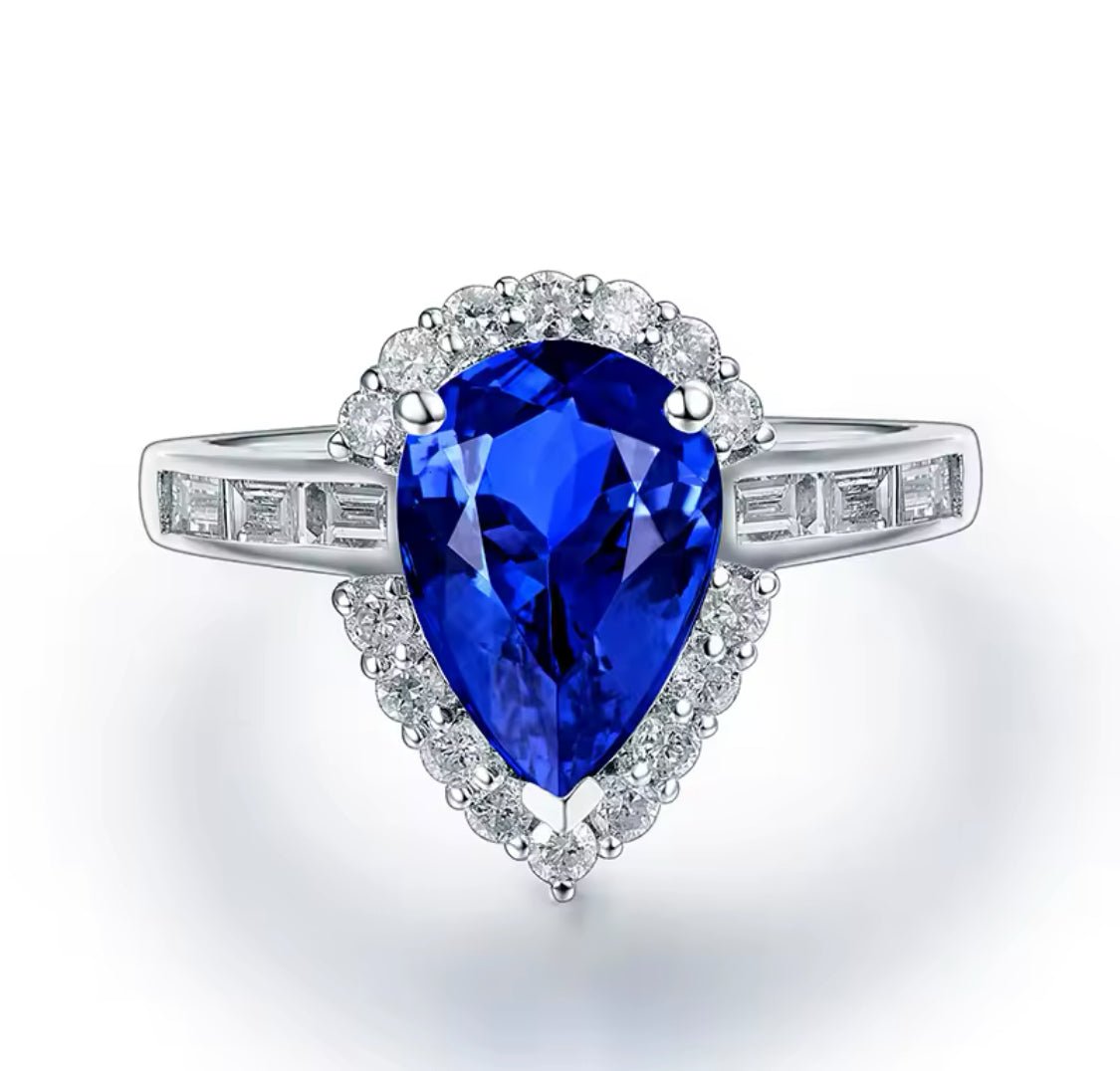 14Kt White Gold 1.99 ct Tanzanite Ring with Diamonds