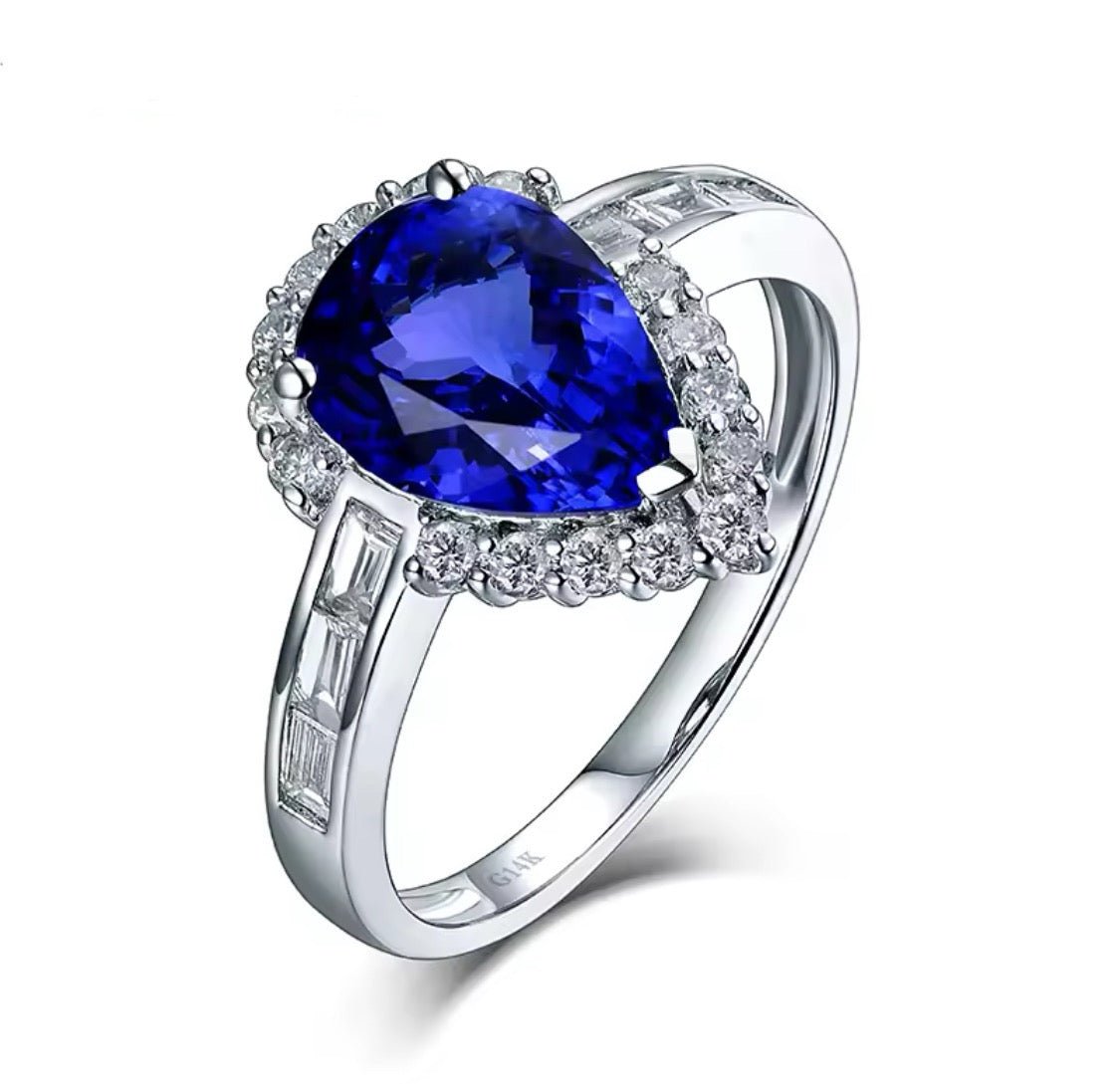 14Kt White Gold 1.99 ct Tanzanite Ring with Diamonds