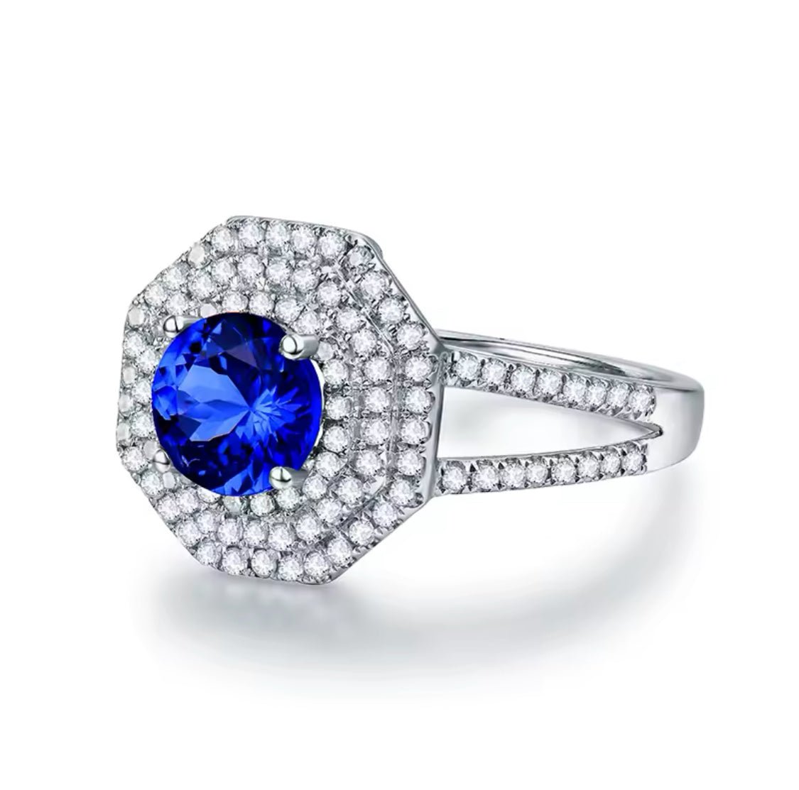 14Kt White Gold 2.35ct Tanzanite Ring with Diamonds (Unisex)