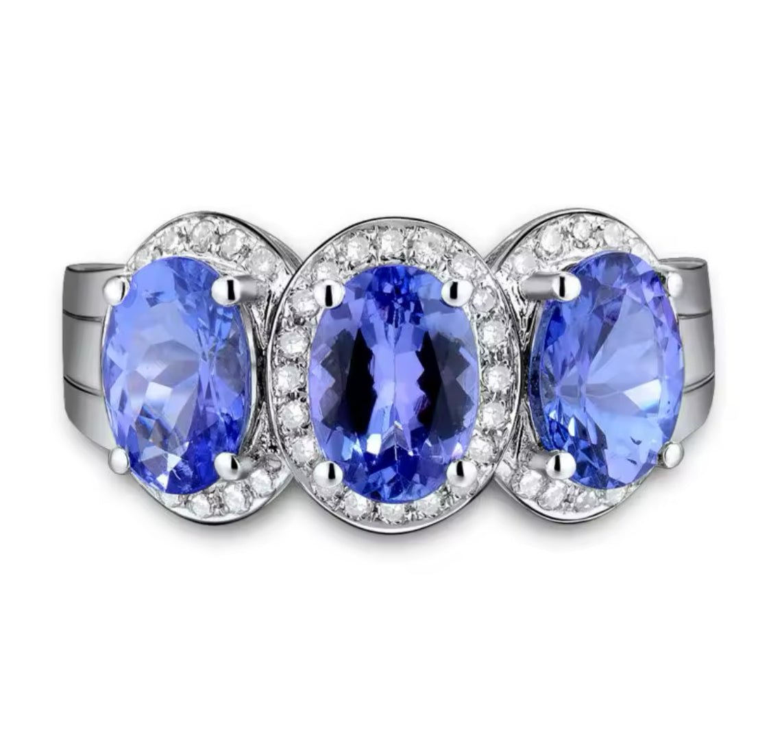 14Kt White Gold 2.50 ct Tanzanite Ring with Diamonds (Unisex)