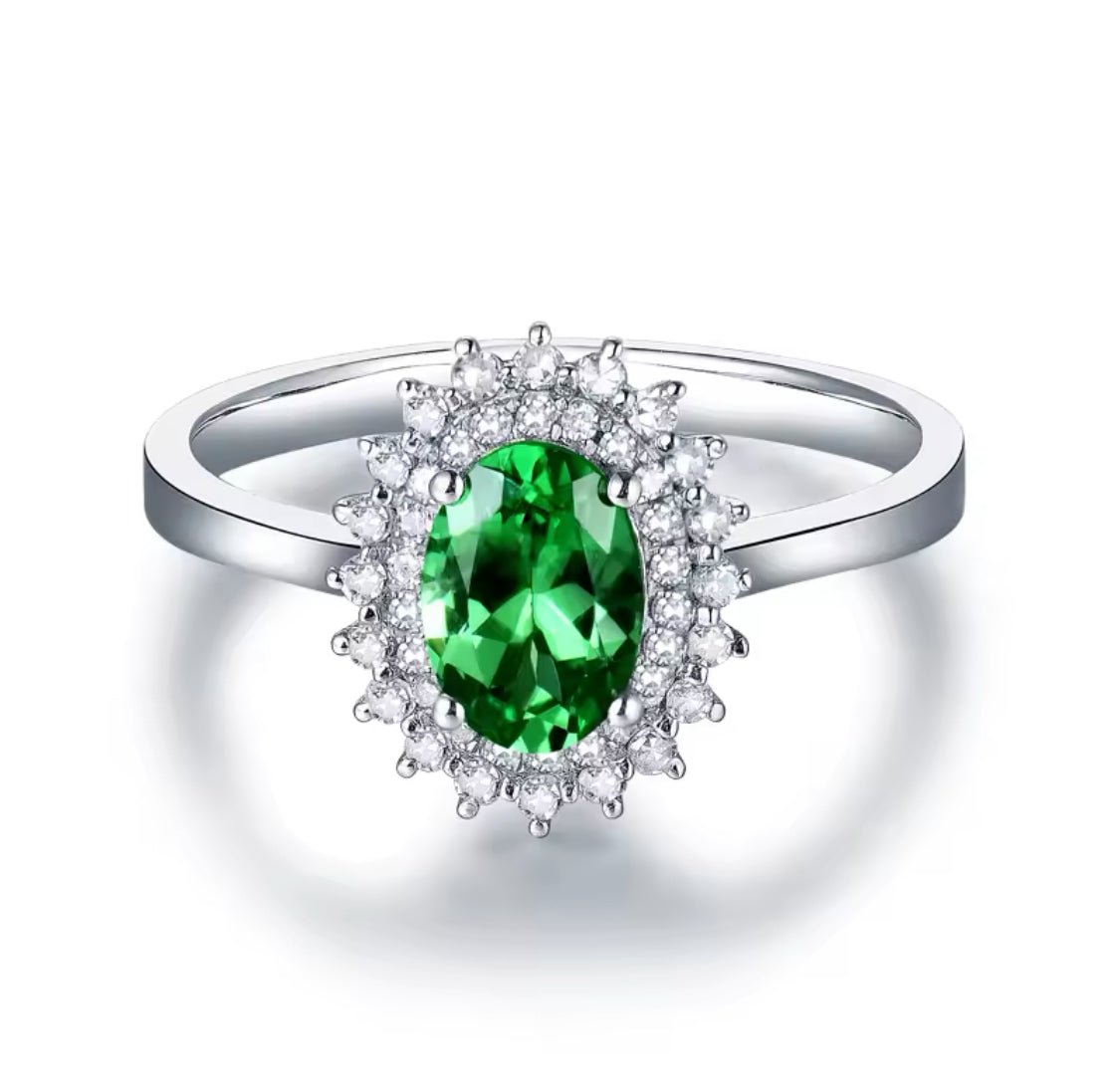 14Kt White Gold Diamond 0.68 ct Tsavorite Ring