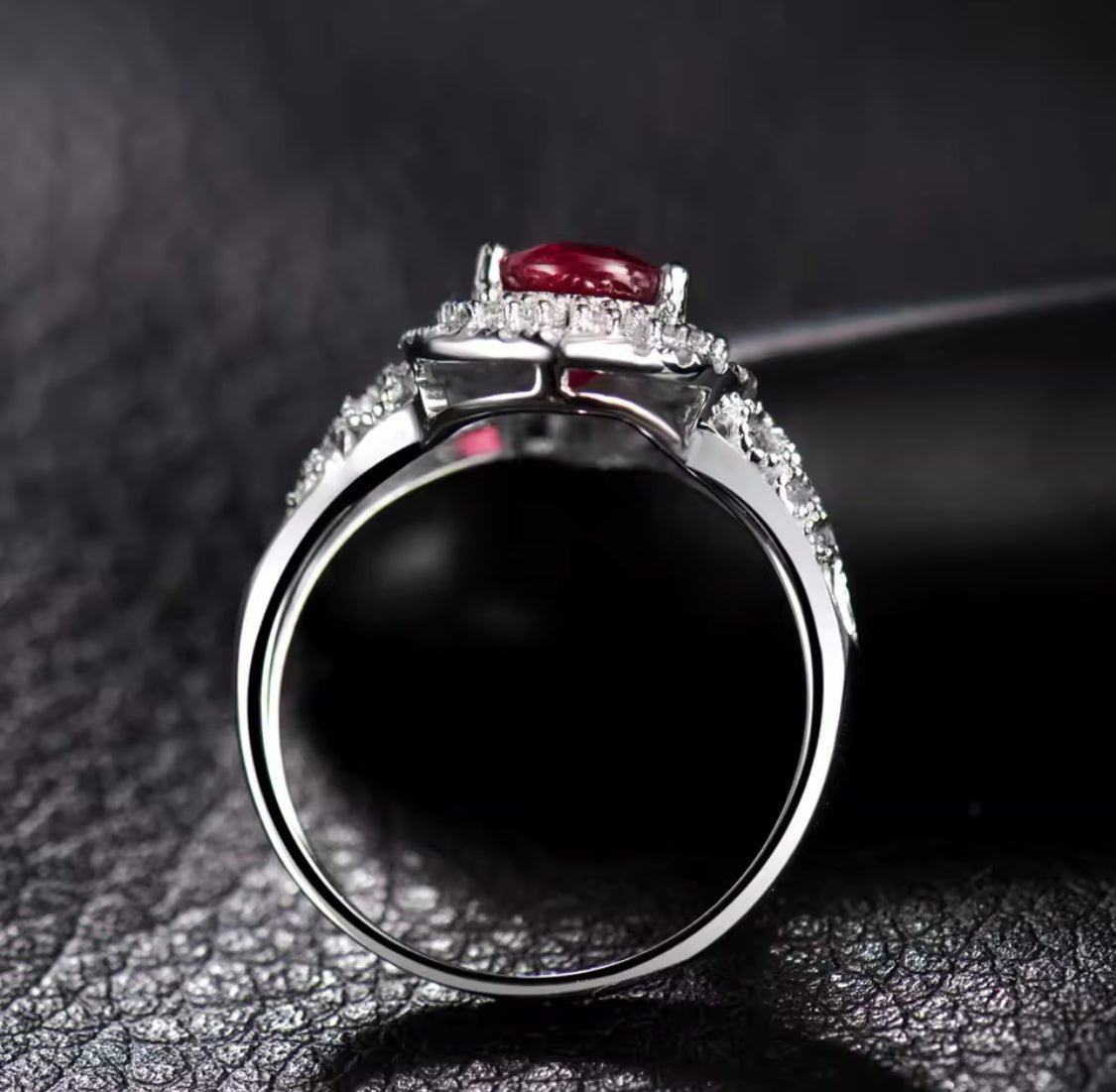 14Kt White Gold Diamond 1.60 ct Ruby Ring