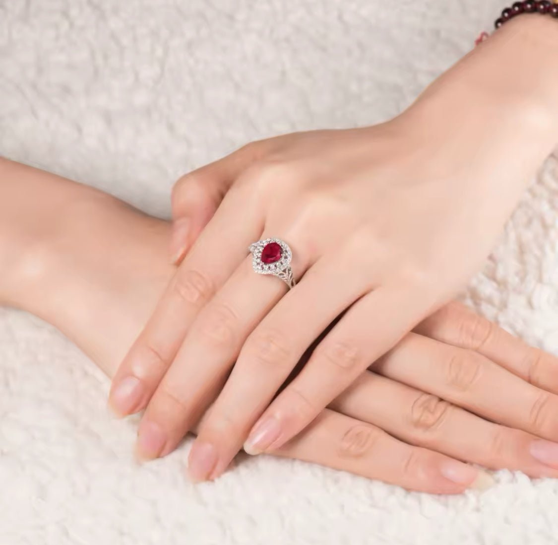 14Kt White Gold Diamond 1.60 ct Ruby Ring