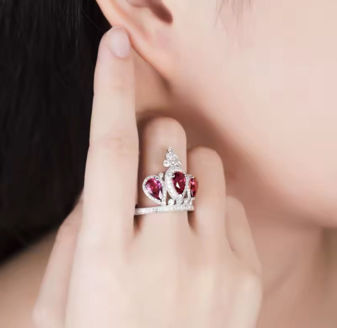 14kt White Gold Diamond 2.00 ct Tourmaline Crown Ring