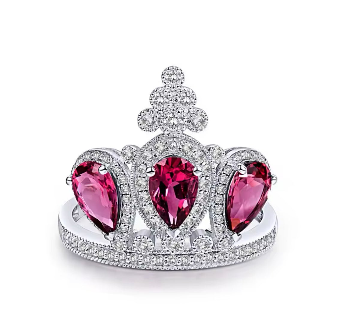 14kt White Gold Diamond 2.00 ct Tourmaline Crown Ring