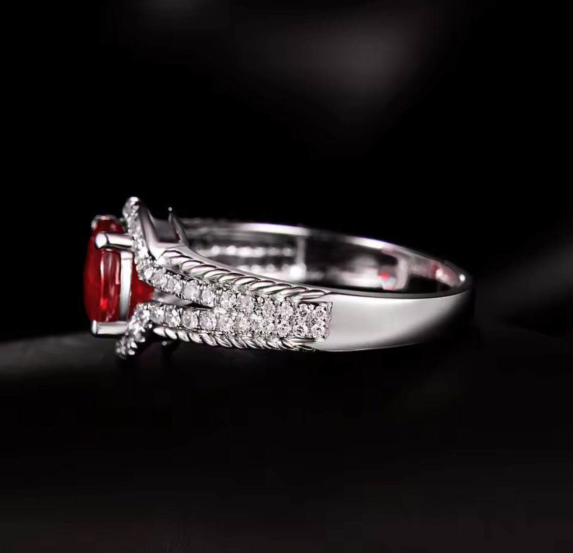 14Kt White Gold Diamond 2.10 ct Ruby Ring