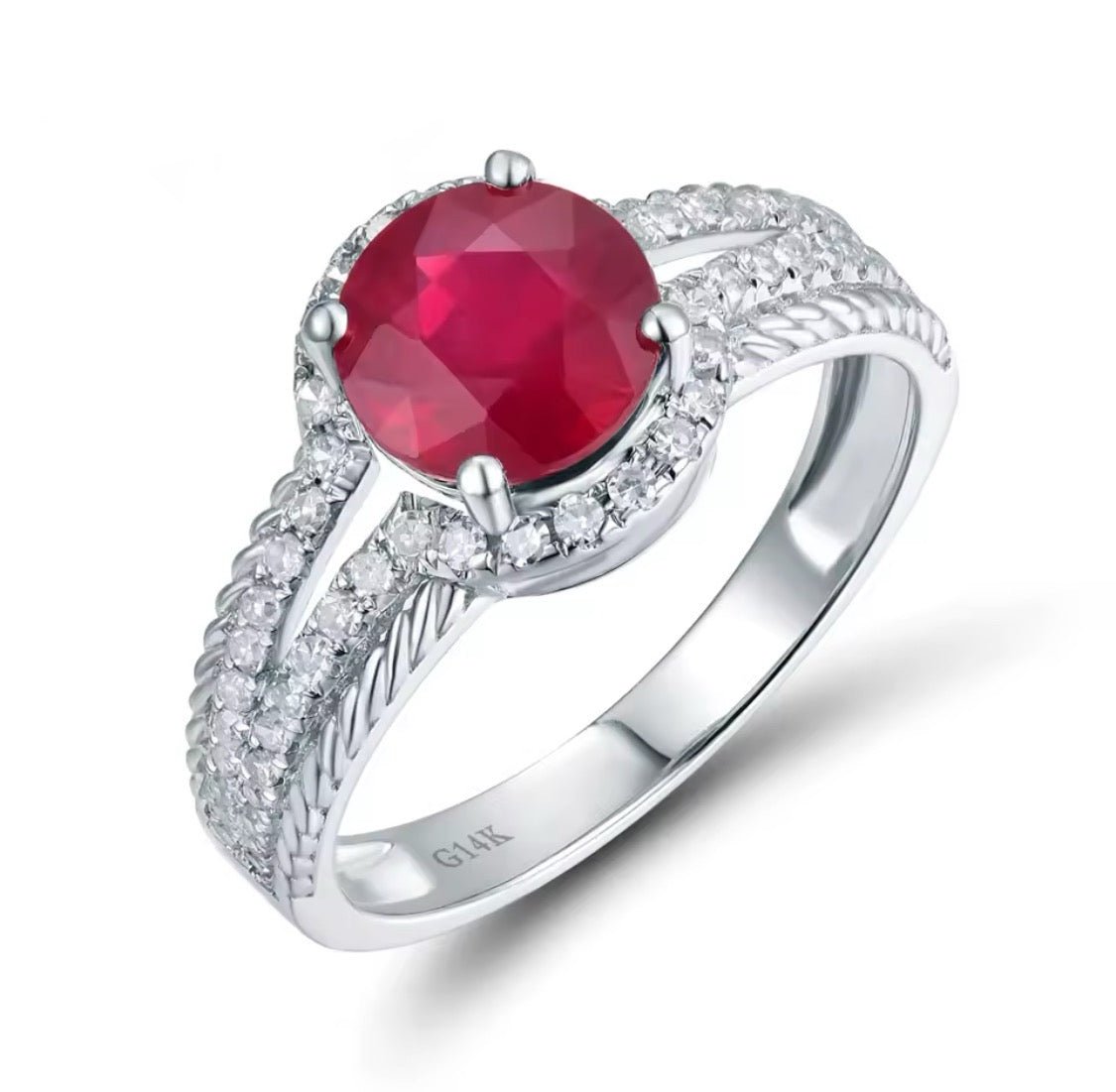 14Kt White Gold Diamond 2.10 ct Ruby Ring
