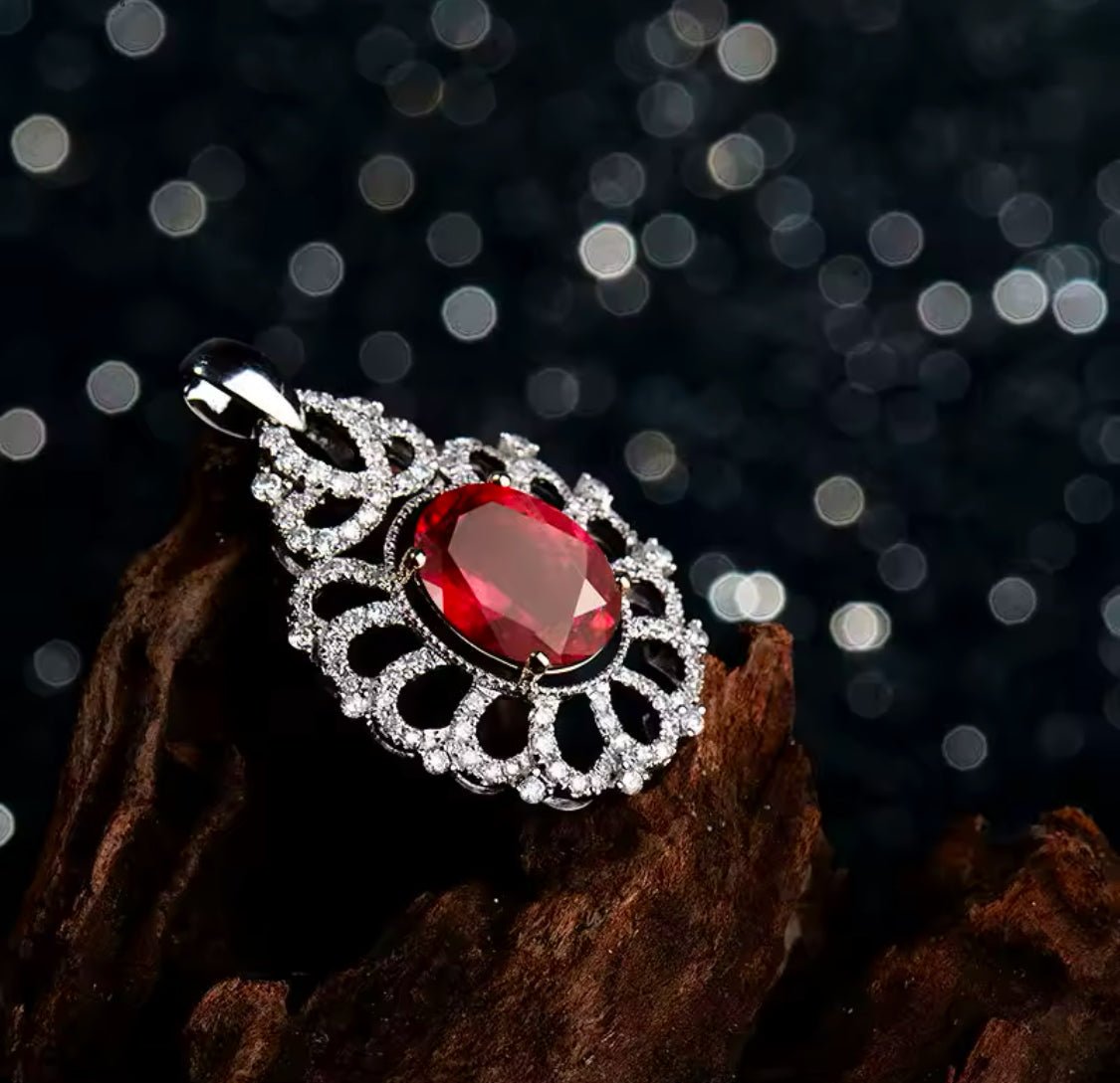 14Kt White Gold Diamond 4.35 ct Pink Ruby Pendant