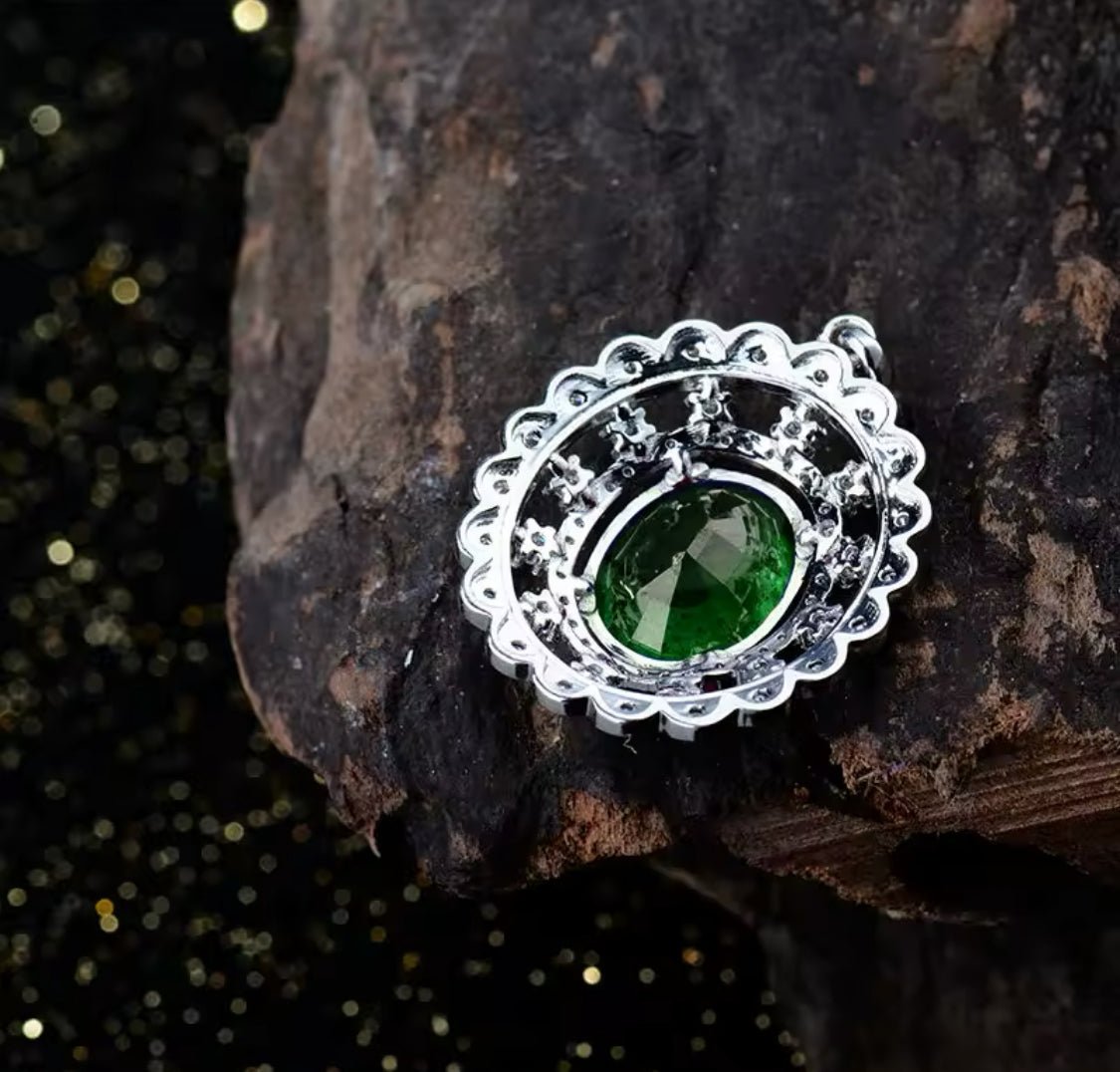 14Kt White Gold Diamonds 2.40 ct Emerald Pendant