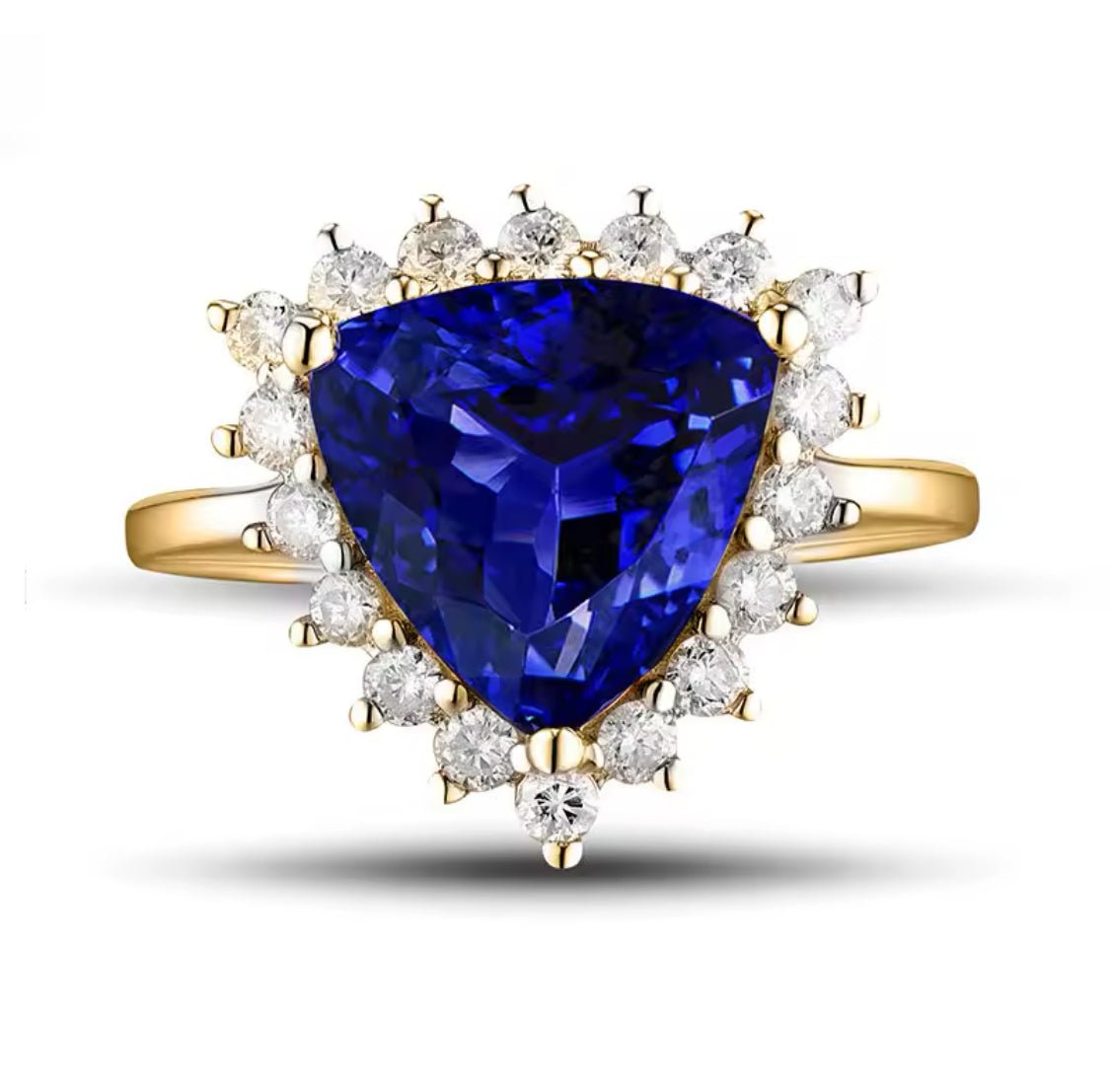 14Kt Yellow Gold 2.50 ct Tanzanite Ring with Diamonds