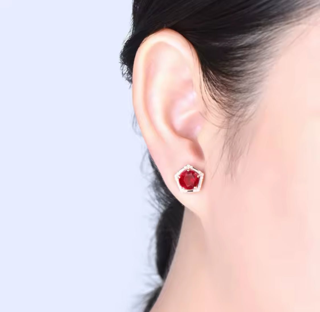 18K Rose Gold 2.35 ct Ruby Earrings with Diamonds