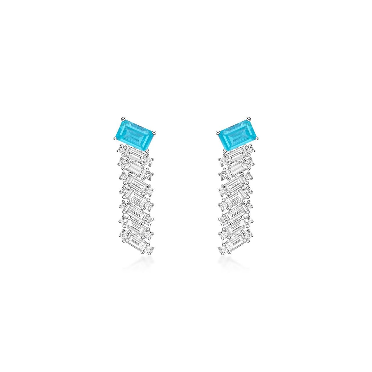 18K White Gold 1.34ct Paraiba Tourmaline Earrings with Diamonds