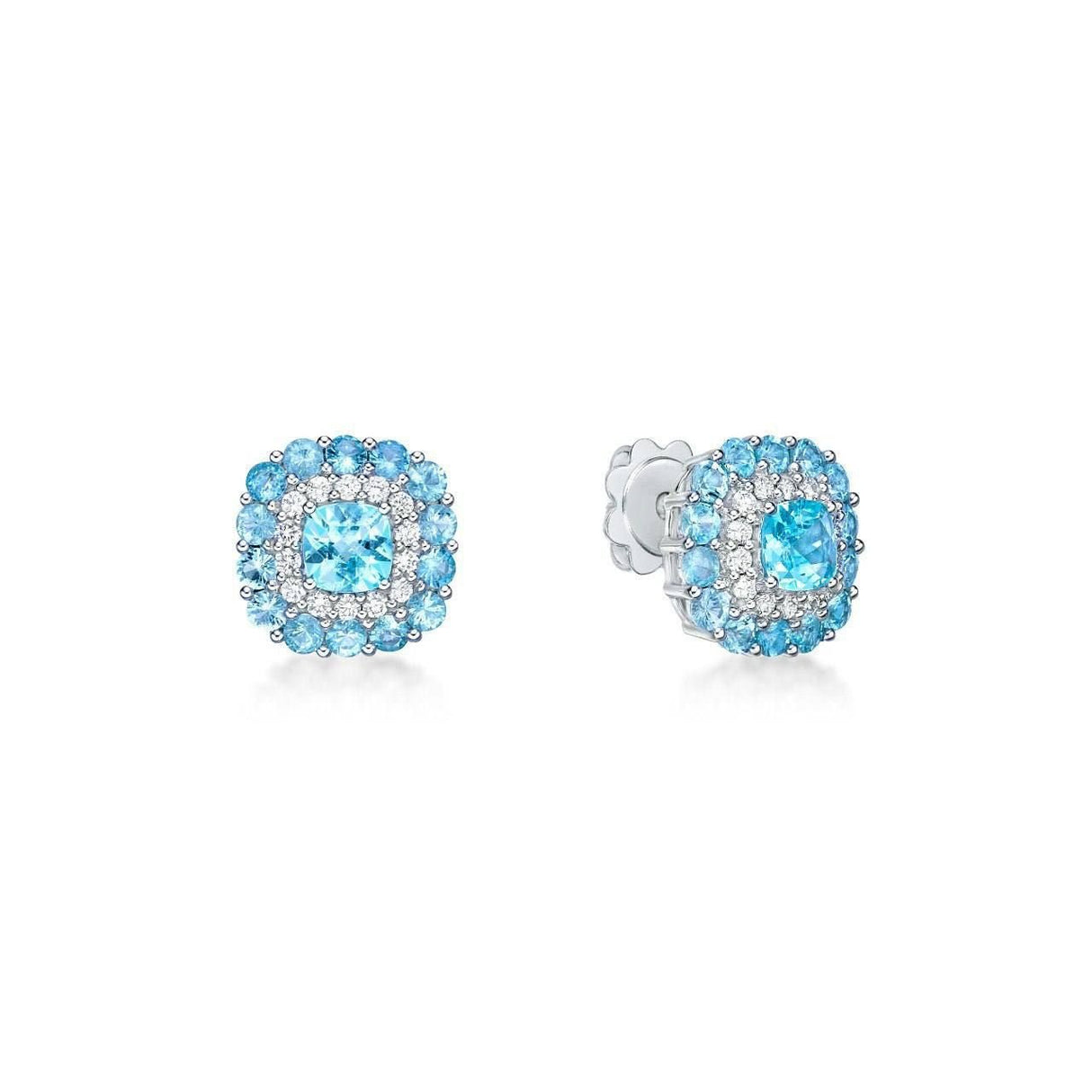 18K White Gold 1.71 ct Paraiba Tourmaline Earrings with Diamonds