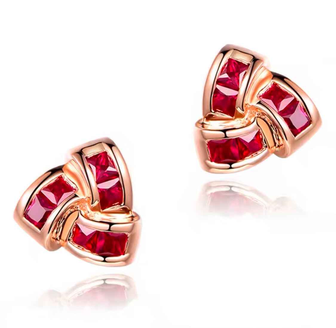 18K Yellow Gold 0.85ct Ruby Earrings with Natural Diamonds
