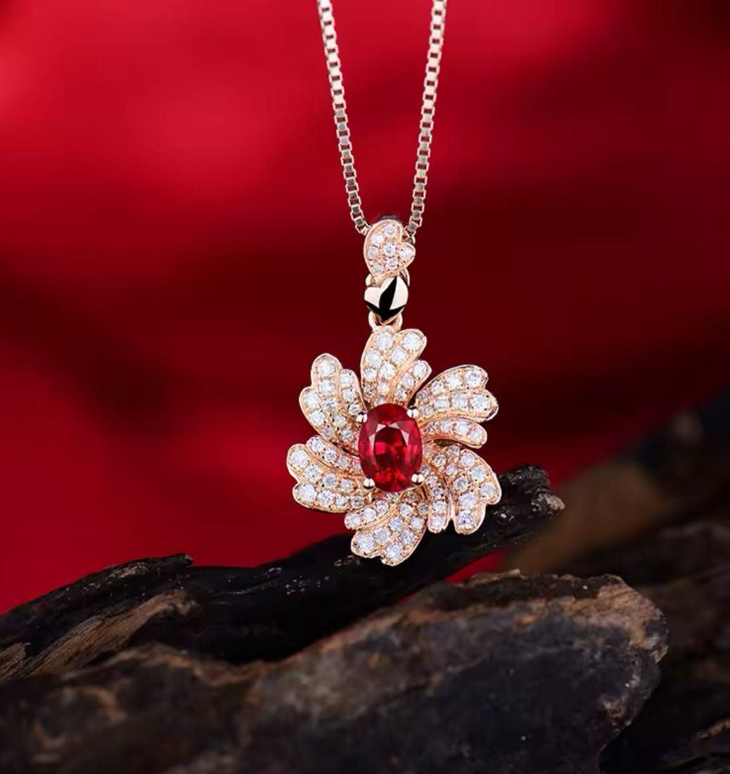 18Kt Rose Gold 0.60 ct Ruby Pendants