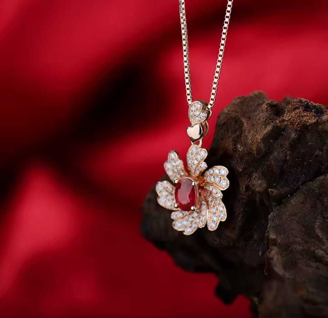 18Kt Rose Gold 0.60 ct Ruby Pendants