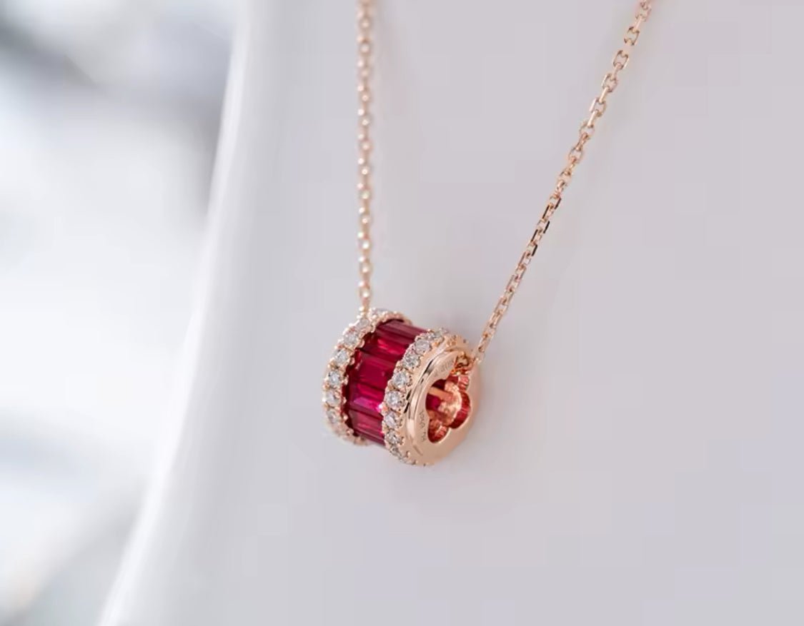 18Kt Rose Gold 0.85 ct Ruby Pendants