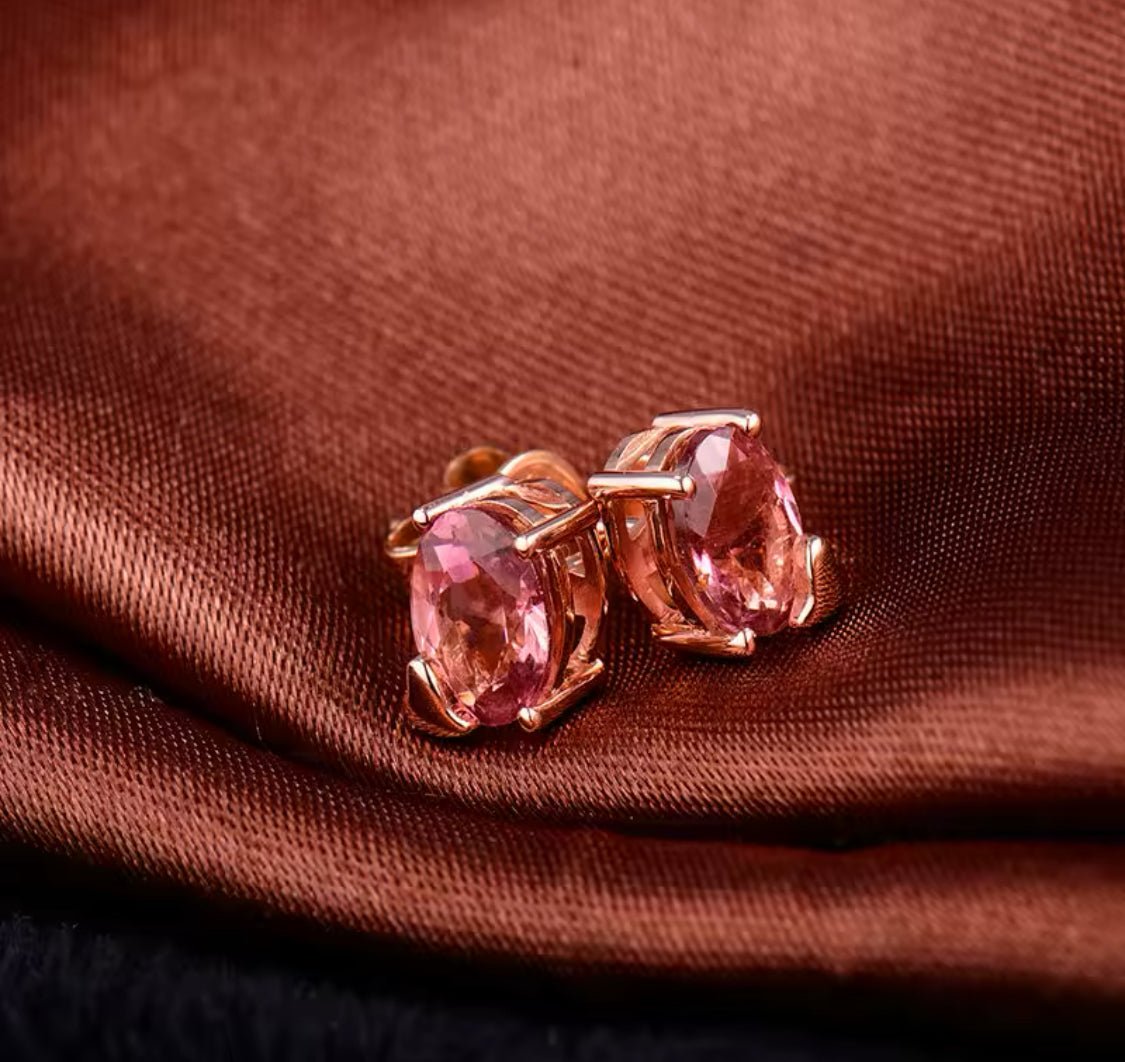 18kt Rose Gold 1.51 ct Tourmaline Earrings