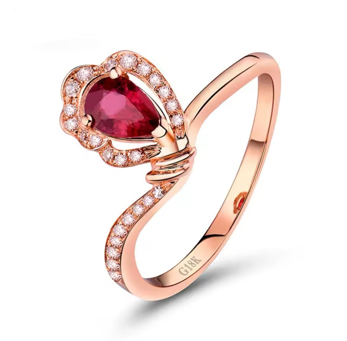 18Kt Rose Gold Diamond & 0.49 ct Ruby Ring