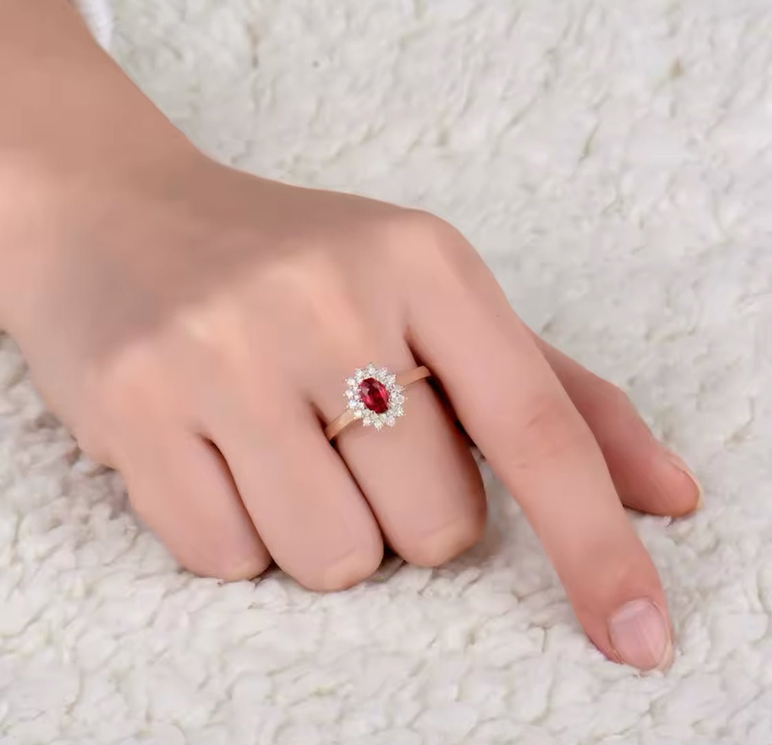 18Kt Rose Gold Diamond & 0.73 ct Ruby Ring