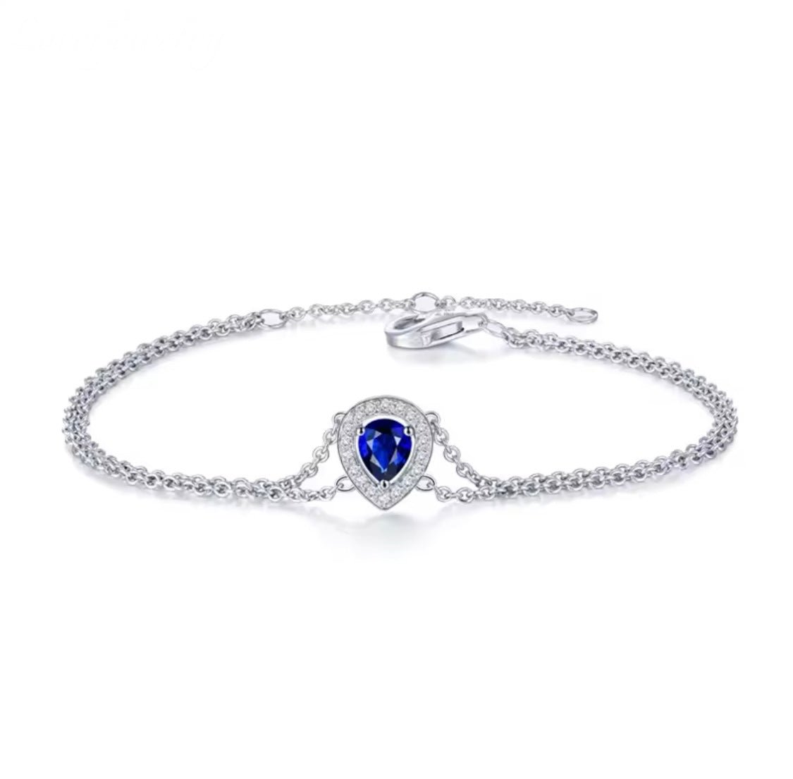 18Kt White Gold 0.44 ct Sapphire Bracelet with Diamonds 0.09 ct
