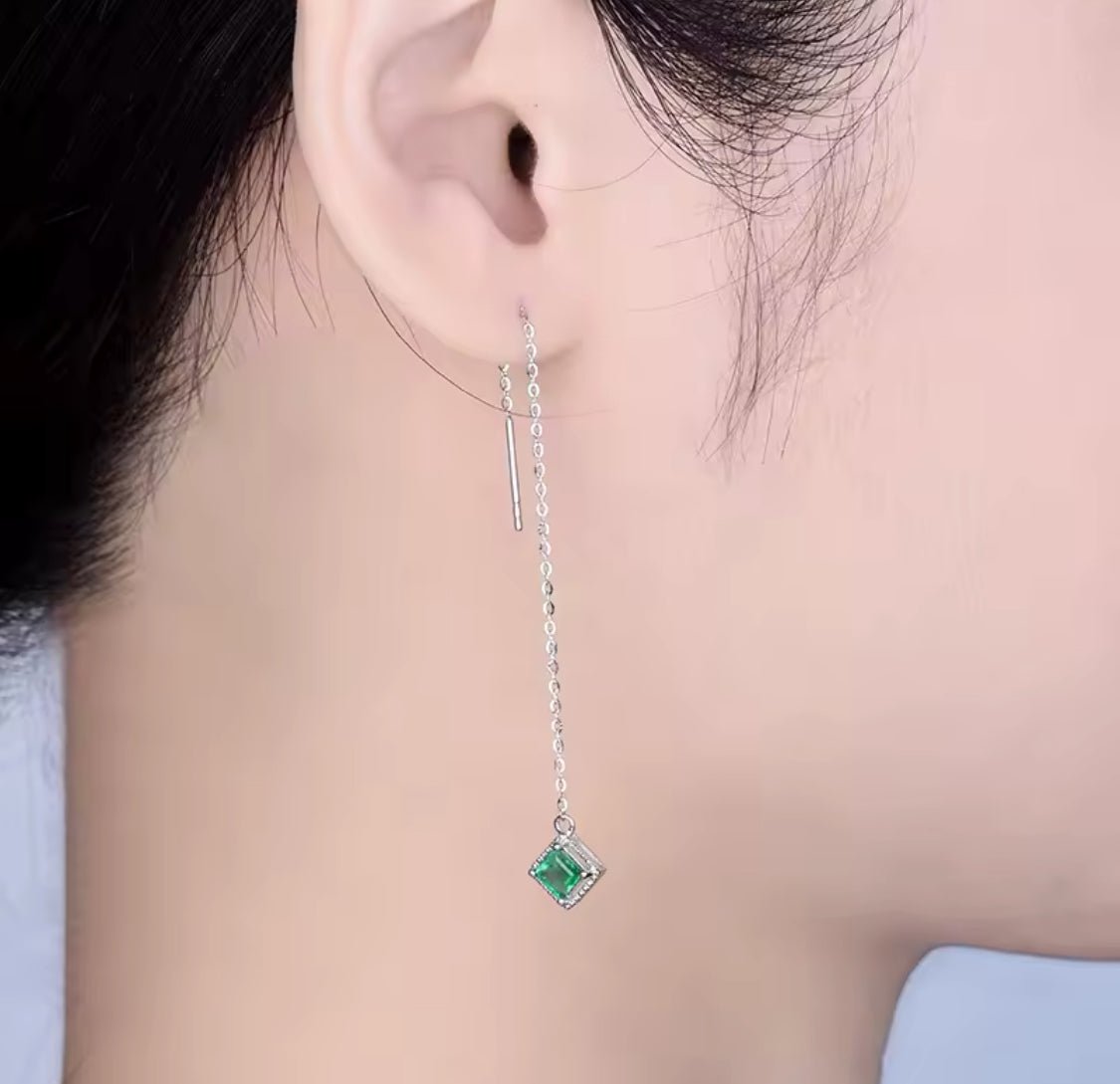 18Kt White Gold 0.60 ct Emerald Earrings